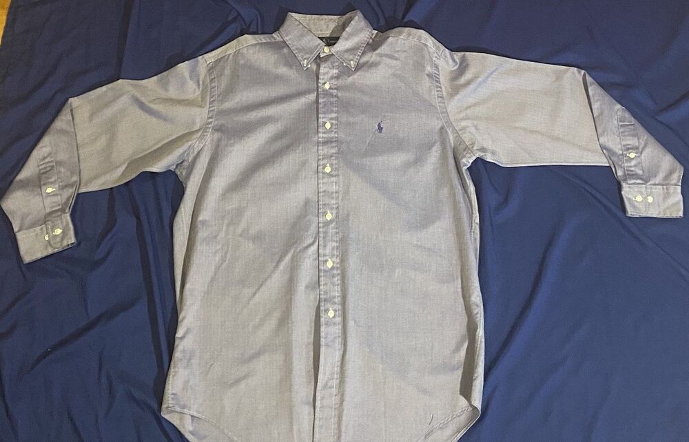 Ralph Lauren Dress Shirt Mens Size 15 1/2 32/33 Yarmouth Blue Solid